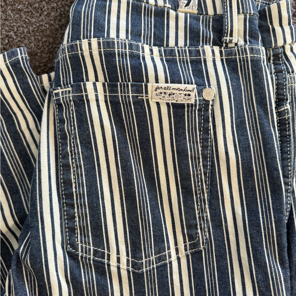 7 For All Mankind Cropped Striped Jeans Size 28